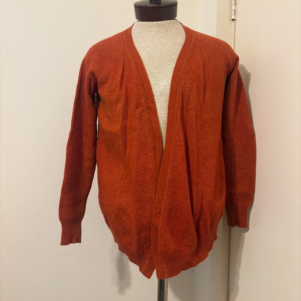 J.Crew Womens Small Burnt Orange Wool Cashmere Blend Open Front Cardigan Sweater